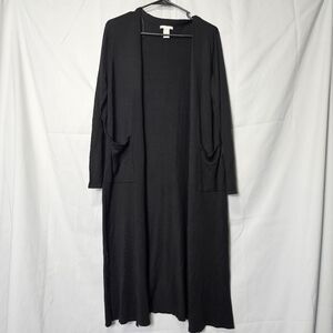 H&M open front long cardigan sweater 2 outer pockets